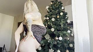 Blonde Big Tits Teen Fingers Pussy By Christmas Tree