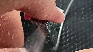 Hot saudi stepsis squirts in sunny la shower while teasing juicy pussy solo
