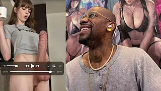 thicc trans girl's hard cock throbs for tight bald teen pussy cosplay