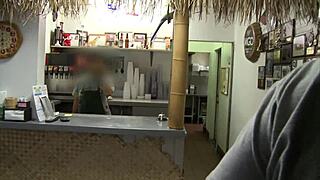 busty blonde mom cindy behr stuffs pussy with cock in restaurant booth