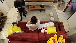 Hot Wife Tempts Delivery Boy Into Sofa Creampie Sex With Subtitles