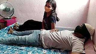 stepsis best friend threesome creampie ride with horny hindi moans