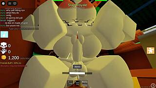 Two cute futanari bitches with big asses and tits play lesbian in roblox