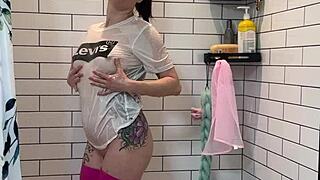 bathroom dickflash adventure flashes monster cock part 1