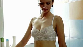 Antoinette shoves dildo deep in shaved pussy underwater bath solo tease