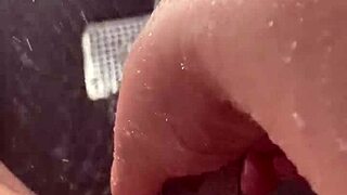 Hot saudi stepsis squirts in sunny la shower while teasing juicy pussy solo