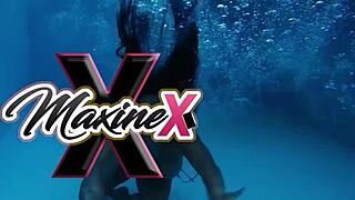 maxine X's wet pussy squirts hard while licking her own huge tits
