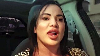 athletic milf driver sucks big cock clit in car outdoor ride