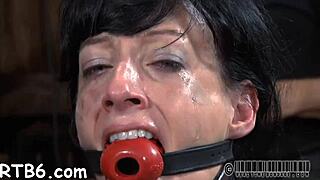 Bound slut gags on cock in femdom bondage fuck pov 😈