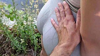 caught fucking a curvy redhead italian girlfriend outdoors in the forest with slaps and licks