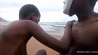  young ebony couple hits the beach for wet pussy pounding vacation