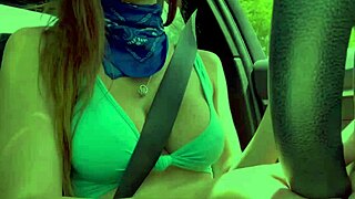 Italian MILF Artemisia flashes big tits wet pussy driving
