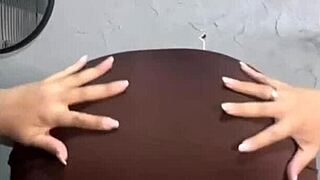 Hey watch this big ass Brazilian brunette tease her natural tits wildly