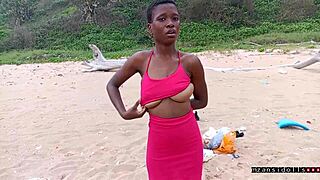  young ebony couple hits the beach for wet pussy pounding vacation