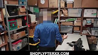 Petite Aurora stripped fucked for shoplifting