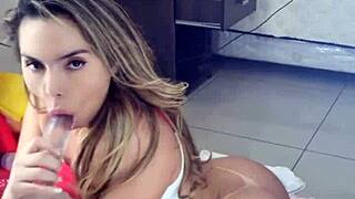 Latina strips teases rips clothes masturbates squirts hard on huge 22cm dildo