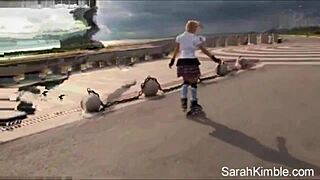 sarah kimble rollerblades naked flashing pussy outdoors