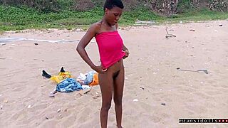  young ebony couple hits the beach for wet pussy pounding vacation