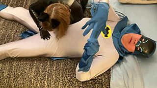 granny catwoman swallows batman's cock whole