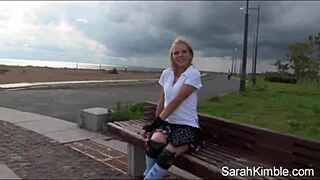 sarah kimble rollerblades naked flashing pussy outdoors