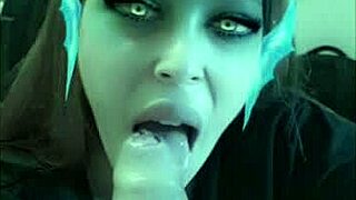 latina girlfriend snaps chat blowjob with cum in mouth
