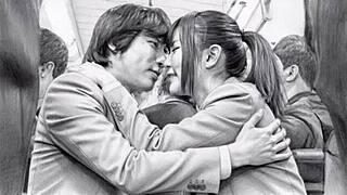 step-sister boards early morning train for outdoor kiss