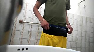 Italian Stud Jerks In Visiting Bathroom Kinky Fetish
