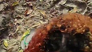 she drops to her knees for a risky beach blowjob then i blast her face