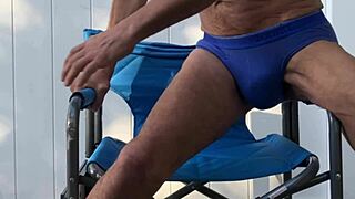 check out my deep stretches flashing monster bulge in briefs! 💪🍆