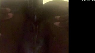 wet ebony babe rams dildo deep in her tight pussy solo