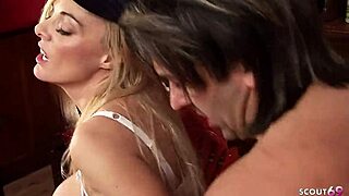 blonde bimbo milf with big tits chokes on monster cock in femdom roleplay