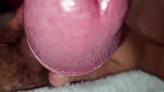 guy jerks huge cock close-up till he explodes on the floor moaning