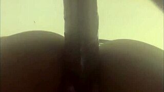 wet ebony babe rams dildo deep in her tight pussy solo