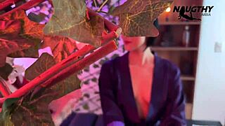 A horny milf massages then devours a sweet girl's curves in oily lesbian play