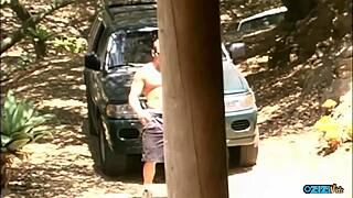 brunette slut bends for anal then swallows cum on lodge porch! 🍆💦😈