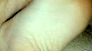girlfriend's bare feet stroke to huge homemade load