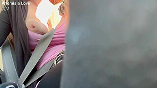 artemisia love flashes big boobs on car ride