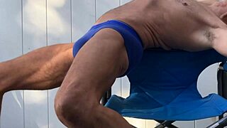 check out my deep stretches flashing monster bulge in briefs! 💪🍆