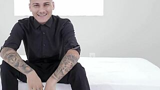 victor ray's ripped arms oiled up as lolly dames licks every inch