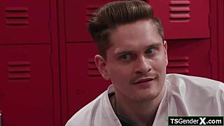 cheerleader takes hard tranny cock bareback anal to lift spirits