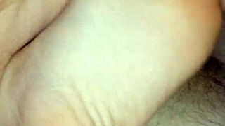 girlfriend's bare feet stroke to huge homemade load