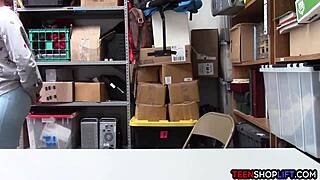 Petite Black Teen Thief Cameltoe Busted by Security for Ass Punishment