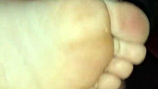 girlfriend's bare feet stroke to huge homemade load