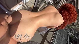redhead gym slut begs for creampie in pink pussy