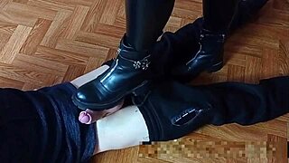young girls in boots dominate with intense foot fetish play