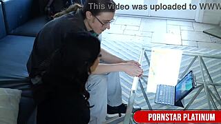 horny violet myers tricks tech guy into dominating her tight pussy screams