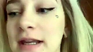 Blonde teen webcam girl goes topless flashing her big ass and tits