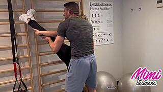 trainer stretches my pussy squirting creampie after intense gym session