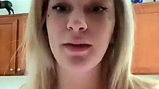 Blonde teen webcam girl goes topless flashing her big ass and tits