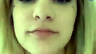 Blonde teen webcam girl goes topless flashing her big ass and tits